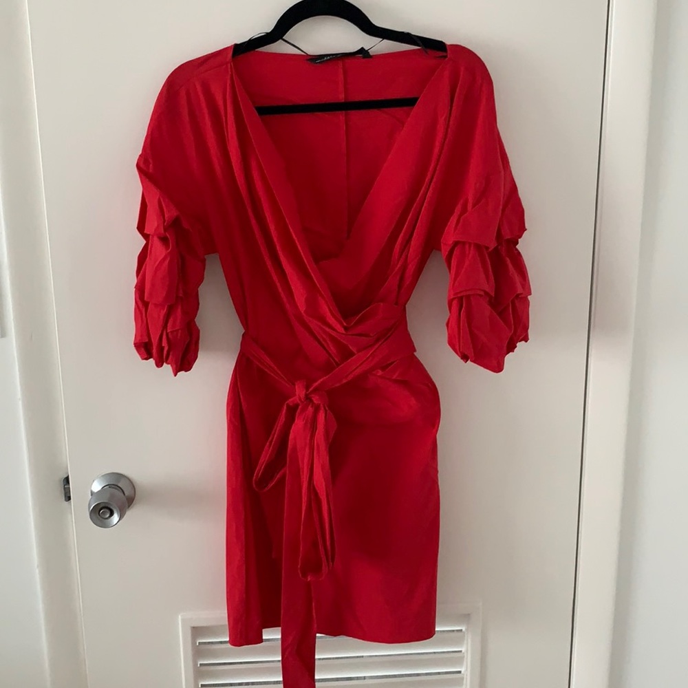 Zara red mini dress 100% cotton